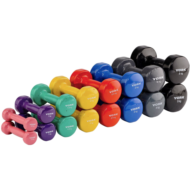 Гантелі для фітнесу вінілові круглі York Fitness 2х4кг сірий