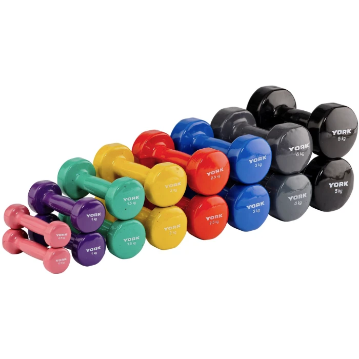 Гантелі для фітнесу вінілові круглі York Fitness 2х4кг сірий