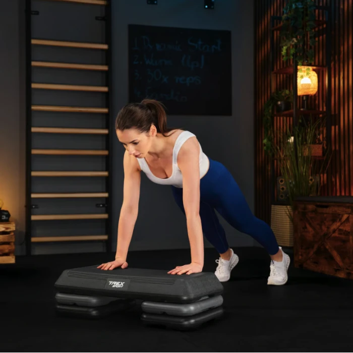 Степ платформа Trex Sport TX-038PAS к аэробике 3-уровневая черная