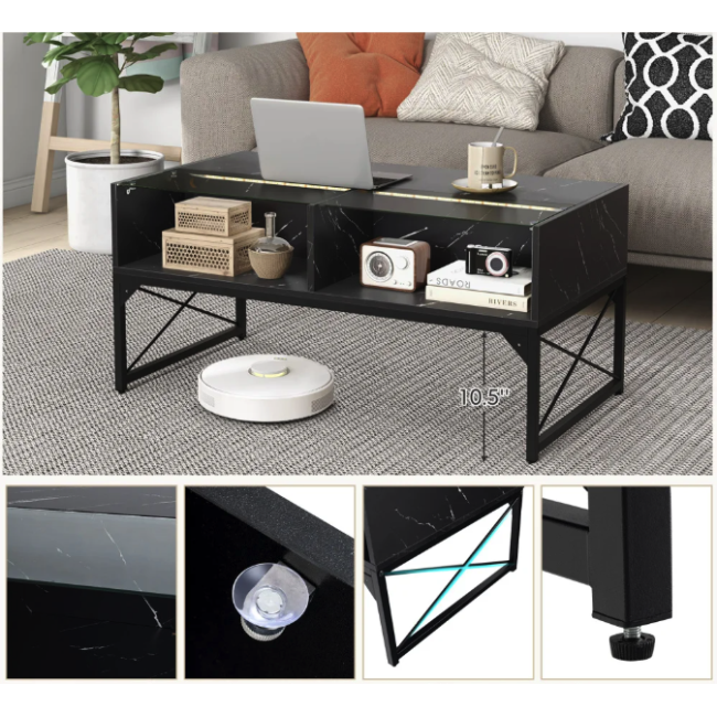 Журнальный стол Costway Moderne с подсветкой черный