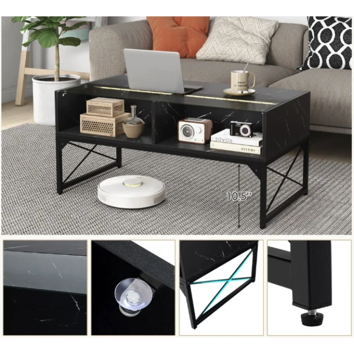 Журнальний стіл Costway Moderne з підсвіткою чорний