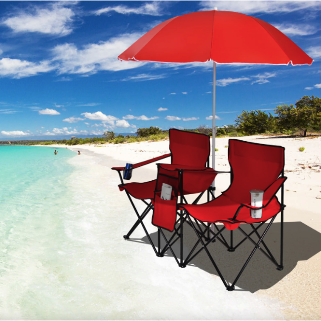 Комплект раскладных стульев Costway Parma с зонтиком красный