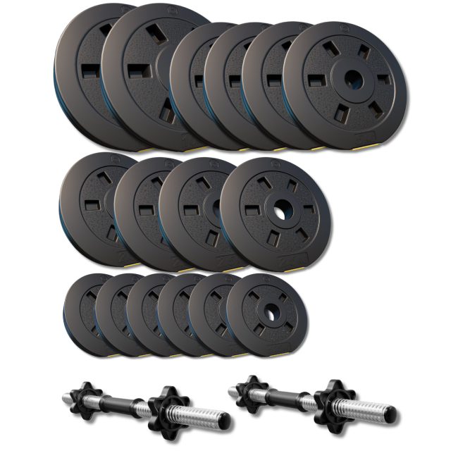 Набор композитных дисков Besport PowerPro 59кг для гантелей и штанг + 2 грифа