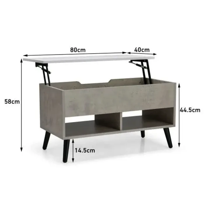 Стіл трансформер Costway Lagom в стилі Loft сірий
