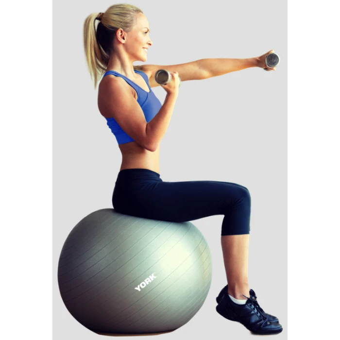 Фітбол York Fitness 75см сірий + насос