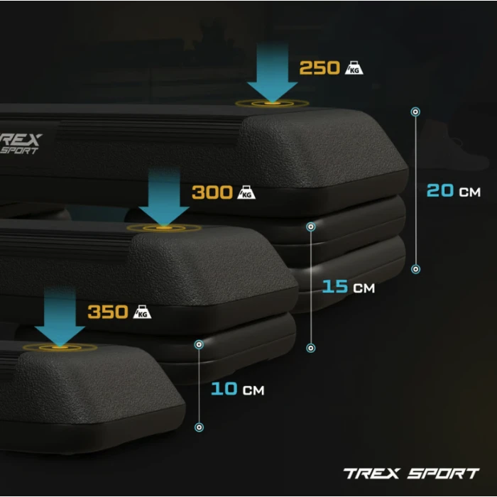 Степ платформа Trex Sport TX-038PAS к аэробике 3-уровневая черная