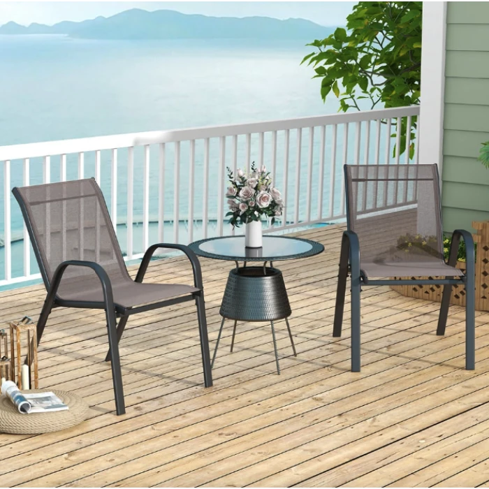 Комплект садовых стульев Costway Patio с подлокотниками серый