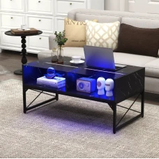 Журнальний стіл Costway Moderne з підсвіткою чорний