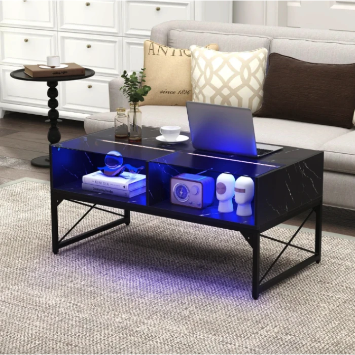 Журнальний стіл Costway Moderne з підсвіткою чорний