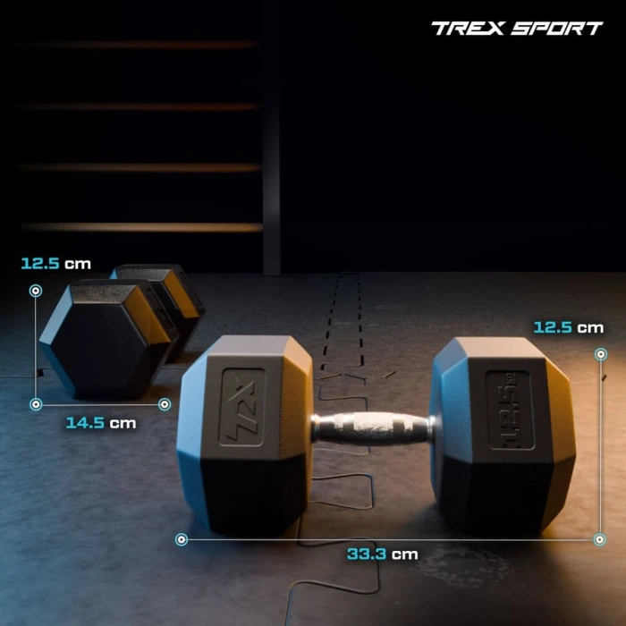 Гантеля шестигранная прорезиненная TX-125RD Trex Sport 12,5кг