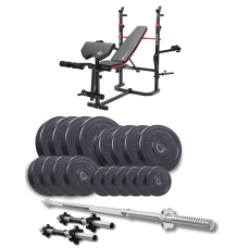 Набор Elitum Titan 89кг со скамьей HS-1065HB Pro, штангой и гантелями.