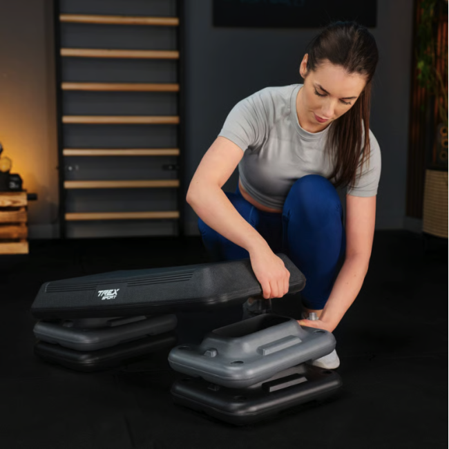 Степ платформа Trex Sport TX-038PAS к аэробике 3-уровневая черная