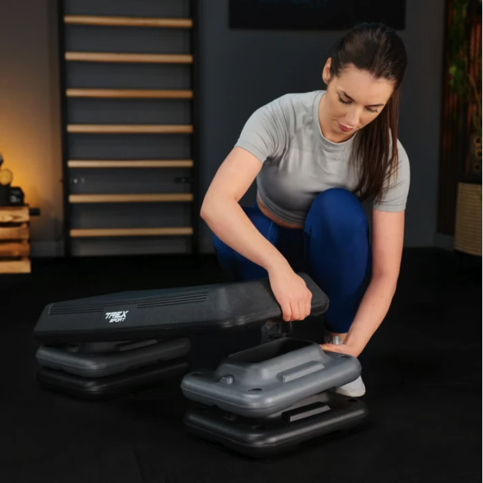 Степ платформа Trex Sport TX-038PAS к аэробике 3-уровневая черная