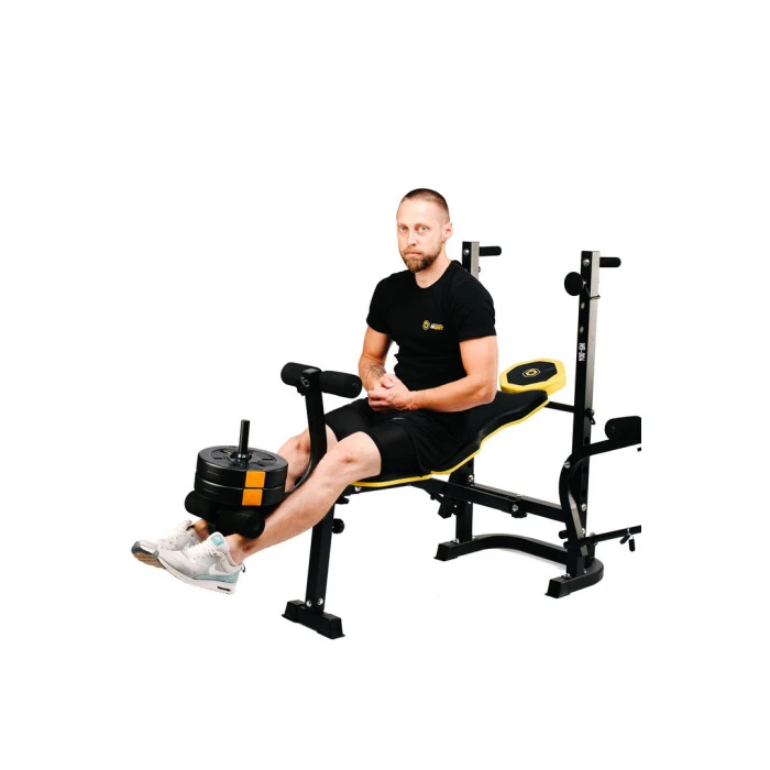 Лавка тренувальна Besport WB-004 для жиму зі стійкою під штангу та партою Скотта
