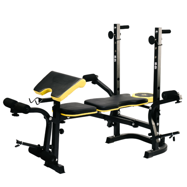 Лавка тренувальна Besport WB-004 для жиму зі стійкою під штангу та партою Скотта