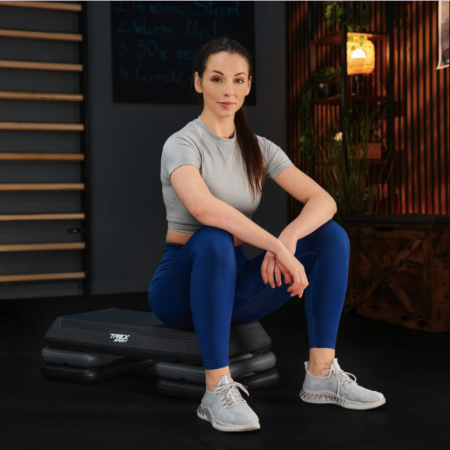 Степ платформа Trex Sport TX-038PAS к аэробике 3-уровневая черная