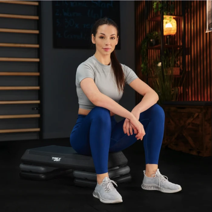Степ платформа Trex Sport TX-038PAS к аэробике 3-уровневая черная