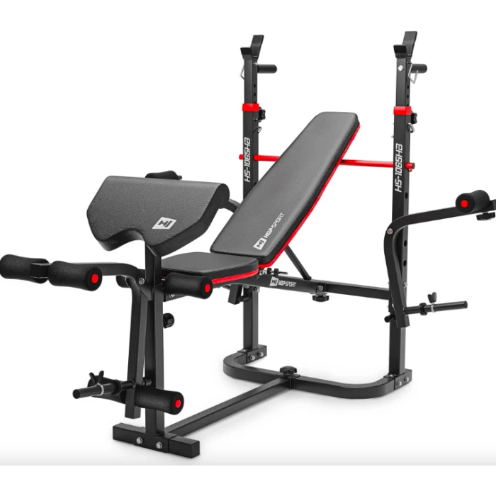 Набор Elitum Titan 89кг со скамьей HS-1065HB Pro, штангой и гантелями.