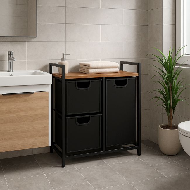 Корзина для белья Costway Nordi 58 л в стиле Loft черный