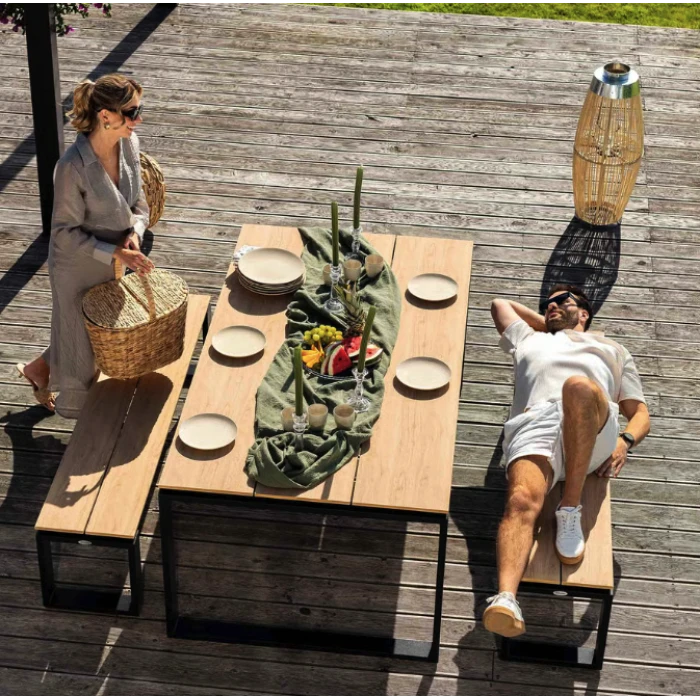 Набір садових меблів Di Volio Trento стіл + 2 лавки бежевий