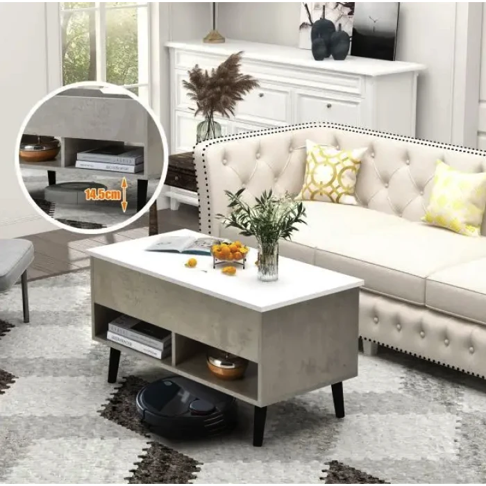 Стіл трансформер Costway Lagom в стилі Loft сірий