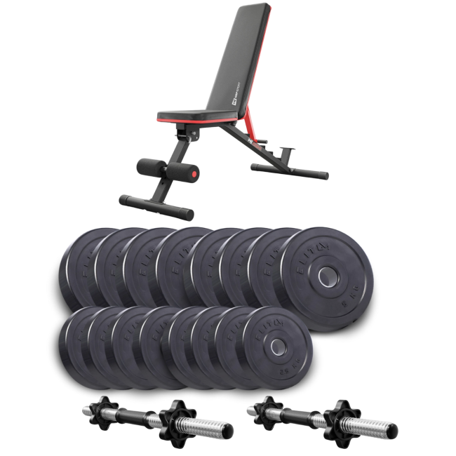 Набор Elitum Titan гантели 2х31кг со скамьей Hop-Sport HS-2050 HB