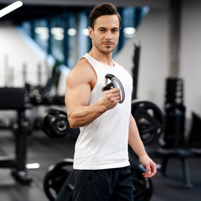 Еспандер регульований Gymtek 10-100кг з лічильником сіро-чорний