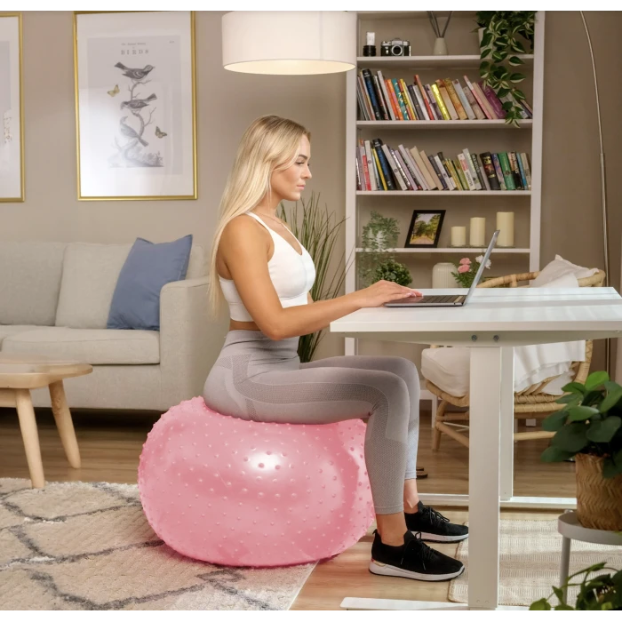 Фітбол масажний Hop-Sport 65см рожевий + насос