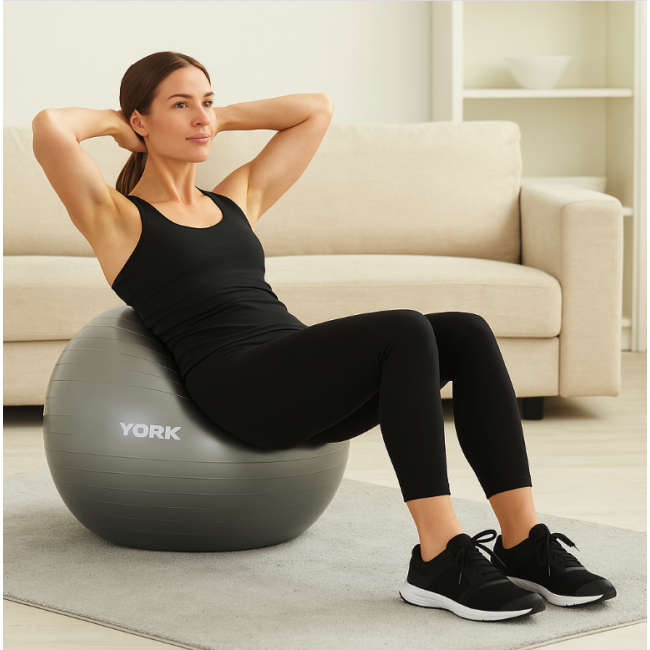Фітбол York Fitness 75см сірий + насос