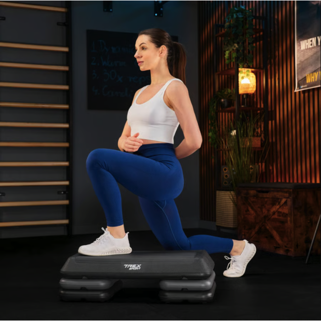 Степ платформа Trex Sport TX-038PAS к аэробике 3-уровневая черная