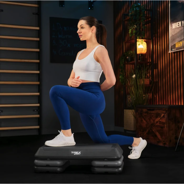 Степ платформа Trex Sport TX-038PAS к аэробике 3-уровневая черная