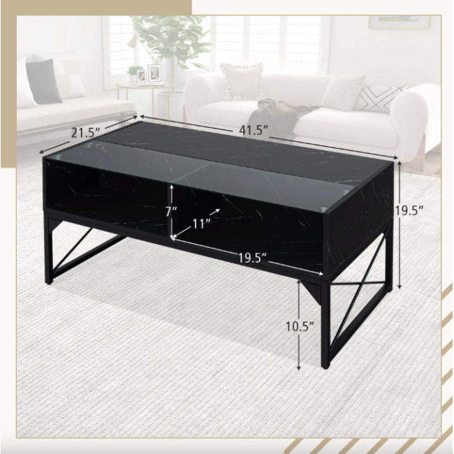 Журнальный стол Costway Moderne с подсветкой черный