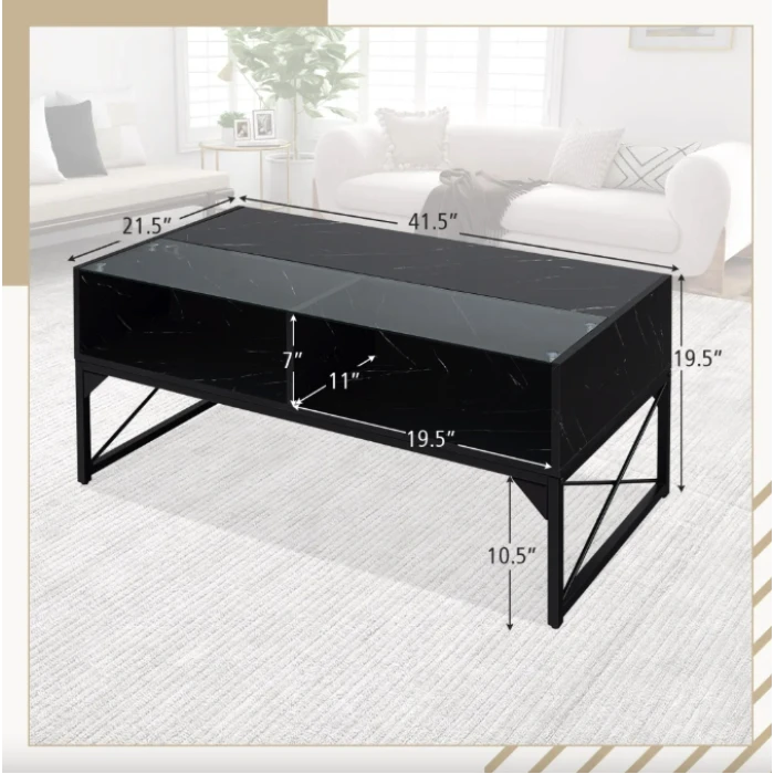 Журнальний стіл Costway Moderne з підсвіткою чорний
