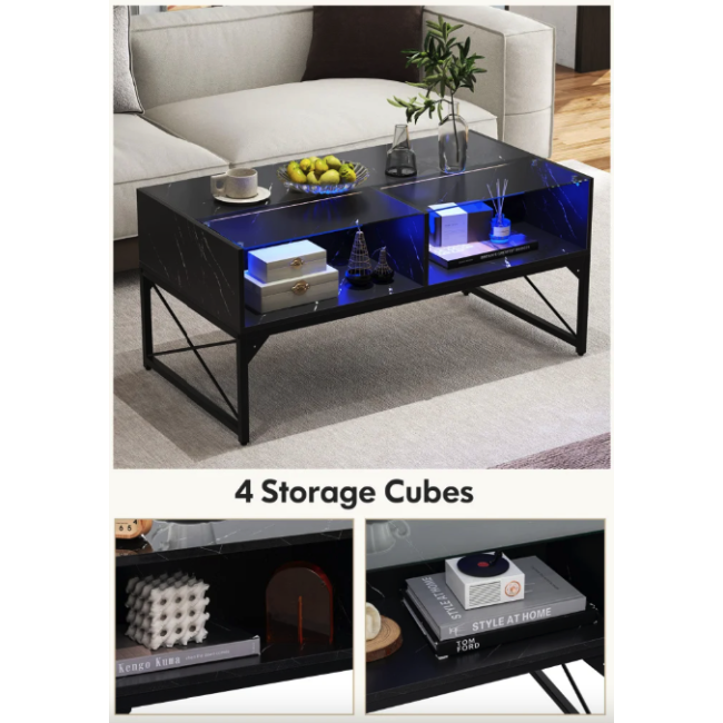 Журнальный стол Costway Moderne с подсветкой черный