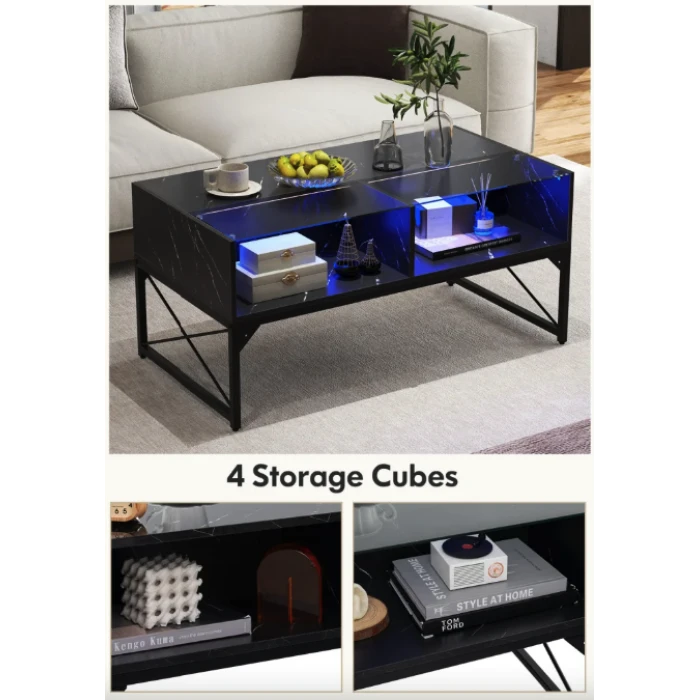 Журнальний стіл Costway Moderne з підсвіткою чорний