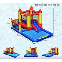 Надувний водний центр Costway Happyland з гіркою 400см з вентилятором