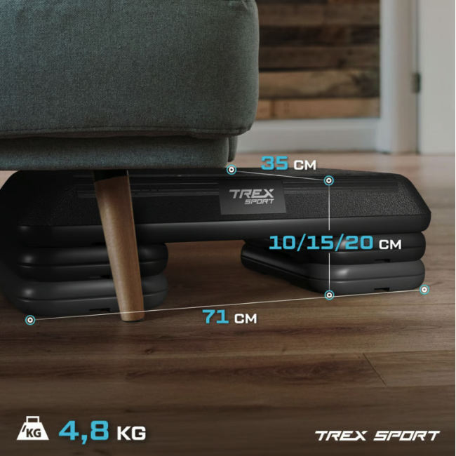 Степ платформа Trex Sport TX-038PAS к аэробике 3-уровневая черная