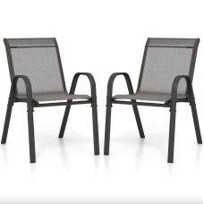 Комплект садовых стульев Costway Patio с подлокотниками серый