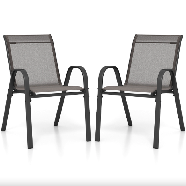 Комплект садовых стульев Costway Patio с подлокотниками серый