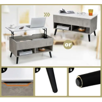 Стол трансформер Costway Lagom в стиле Loft серый