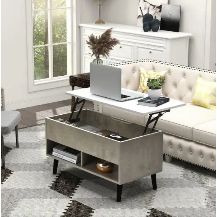 Стіл трансформер Costway Lagom в стилі Loft сірий