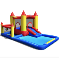 Надувний водний центр Costway Happyland з гіркою 400см з вентилятором