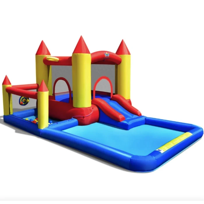 Надувний водний центр Costway Happyland з гіркою 400см з вентилятором