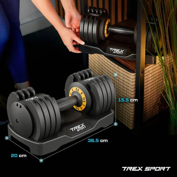 Гантель розбірна регульована Trex Sport 2-11,5кг чорний