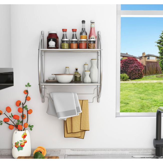 Настенная полка для ванной комнаты с держателем для полотенец