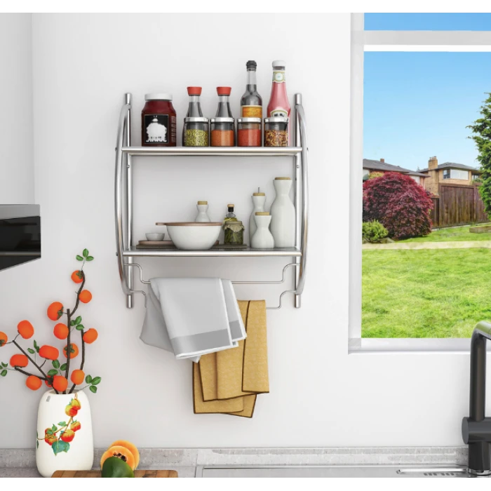 Настенная полка для ванной комнаты с держателем для полотенец