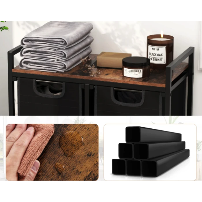 Корзина для белья Costway Nordi 58 л в стиле Loft черный