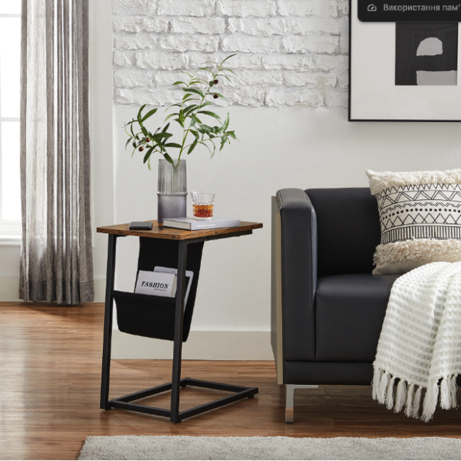 Журнальный столик Leobert Nastriy приставной с карманом в стиле Loft