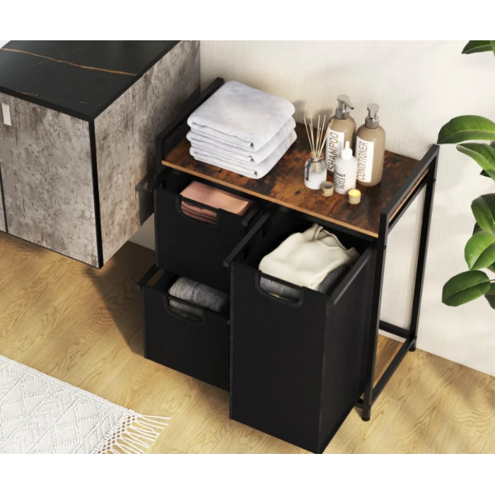 Корзина для белья Costway Nordi 58 л в стиле Loft черный