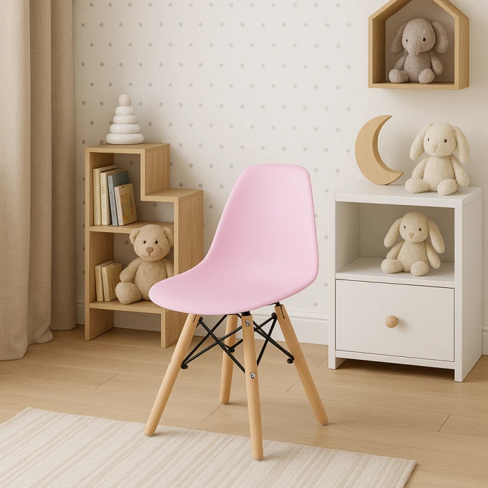 Дитячий стільчик Leobert Zubi зі спинкою рожевий